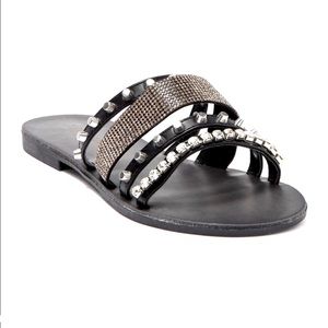Black studded slides size 9